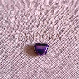New Pandora Moments Metallic Purple Heart Charm